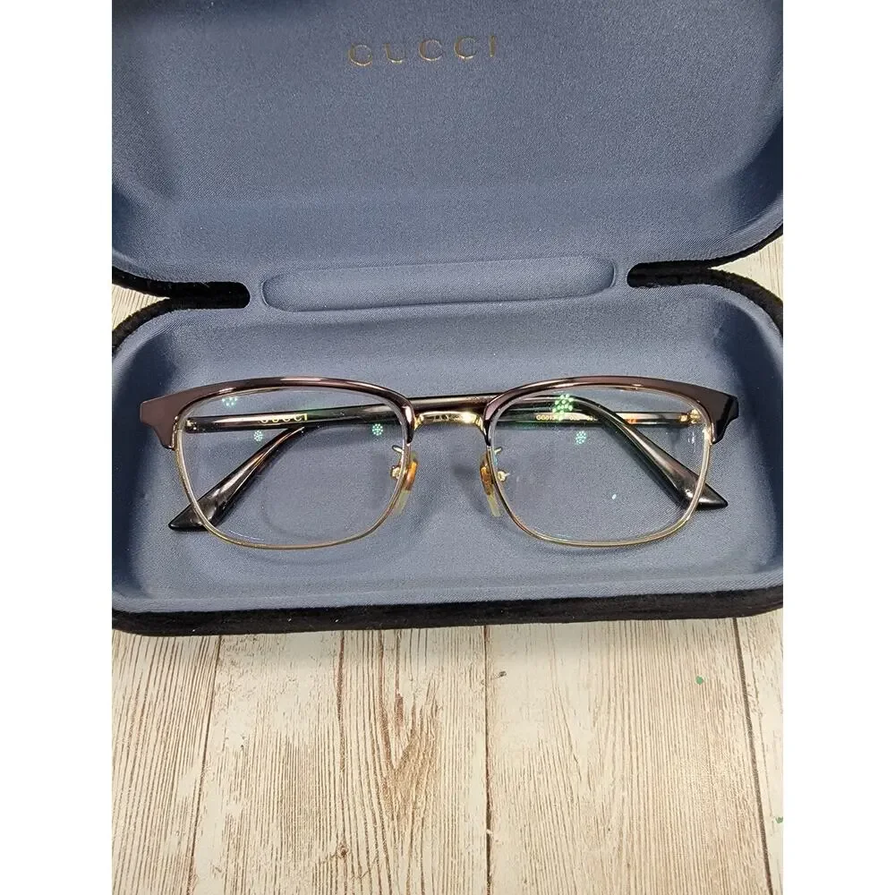Gucci Eyeglasses Frames GG01310 002 Matte Black Gold Square Full Rim 53-18-145